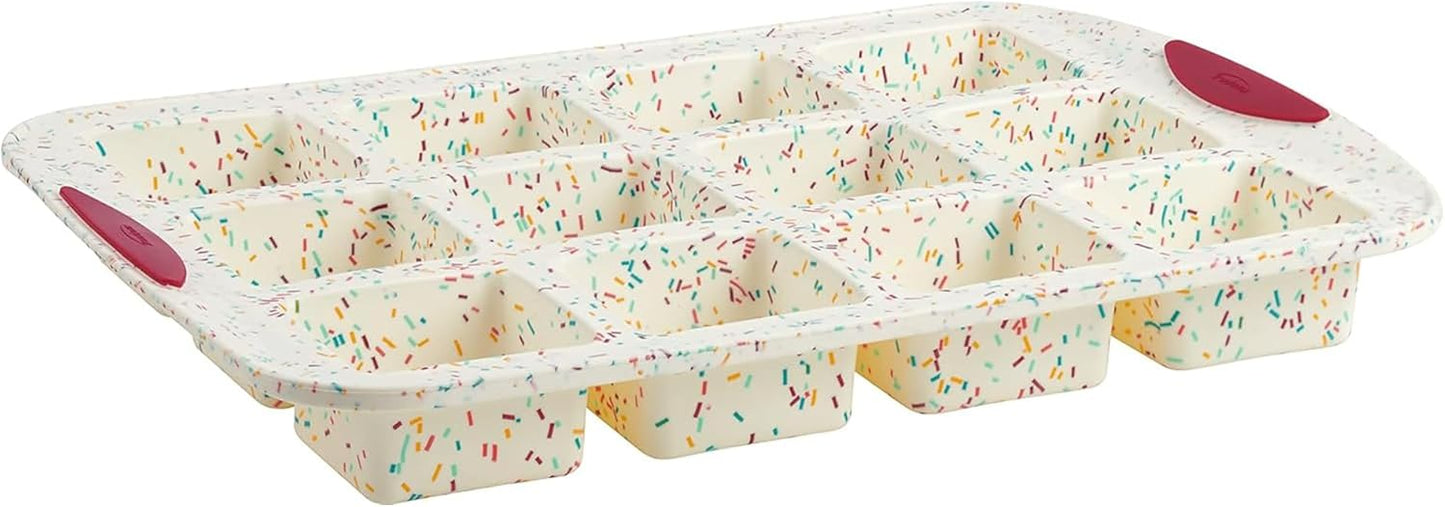 Trudeau Structure White Confetti 6-Cup Jumbo Muffin Pan – Premium Steel-Reinforced Silicone Bakeware, Nonstick BPA-Free Cupcake & Muffin Mold – Oven, Freezer & Dishwasher Safe