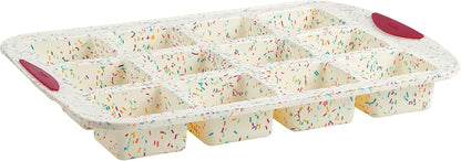 Trudeau Structure White Confetti 6-Cup Jumbo Muffin Pan – Premium Steel-Reinforced Silicone Bakeware, Nonstick BPA-Free Cupcake & Muffin Mold – Oven, Freezer & Dishwasher Safe