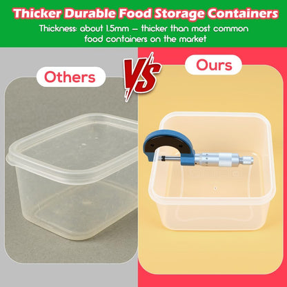 50 PCS Thicker Food Storage Containers with Lids, Clear Stackable Airtight Leakproof Reusable Plastic Meal Prep Container Set for Kitchen Storage/ Lunch, Fridge/ Microwave Safe with Labels&Pen