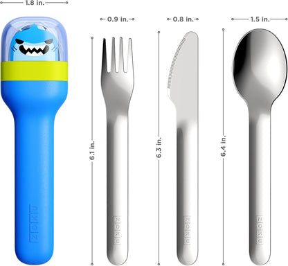 ZOKU Kids Pocket Utensil Set, Kitty - Stainless Steel Fork, Knife, and Spoon in Case - Portable Design for Travel, School, Picnics, Camping and Outdoor Home Use