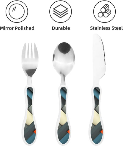 3-Piece Kids Silverware Set With Storage Case, Stainless Steel Reusable Children Safe Knife Spoon Fork Set Insects Love Children Flatware Set For Kids Lunch Box