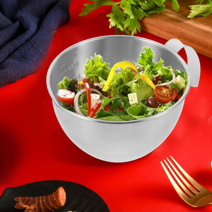 Luxshiny Stainless Steel Mixing Bowl with Handle 20.2Oz Food Prep Bowl with Measurement Scale for Cooking Baking Salad and Meal Prep 7.67X5.51X3.34In