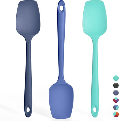Silicone Spoonula Set, 600ºF Heat Resistant, 3Pcs, Multicolor 3