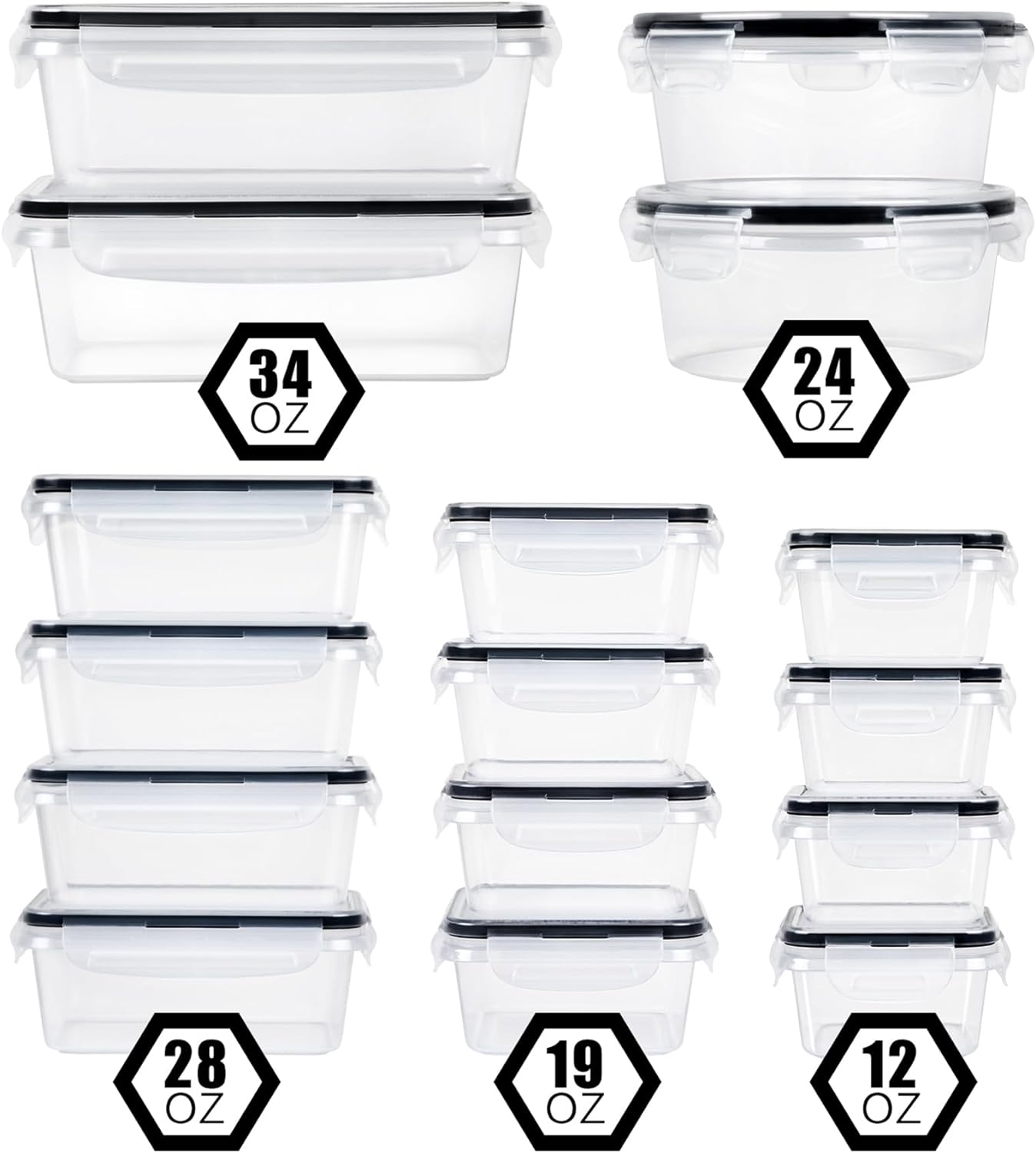 FOOYOO 56 Pcs Large Food Storage Containers Set with Lids (28 Containers + 28 Lids), Airtight Plastic Storage Containers for Pantry & Kitchen Organization, BPA-Free, Leak-Proof