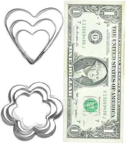 MCIGICM Cookie Cutters Set 12PCS: Flower Round Heart Star Shape Cookie Mold