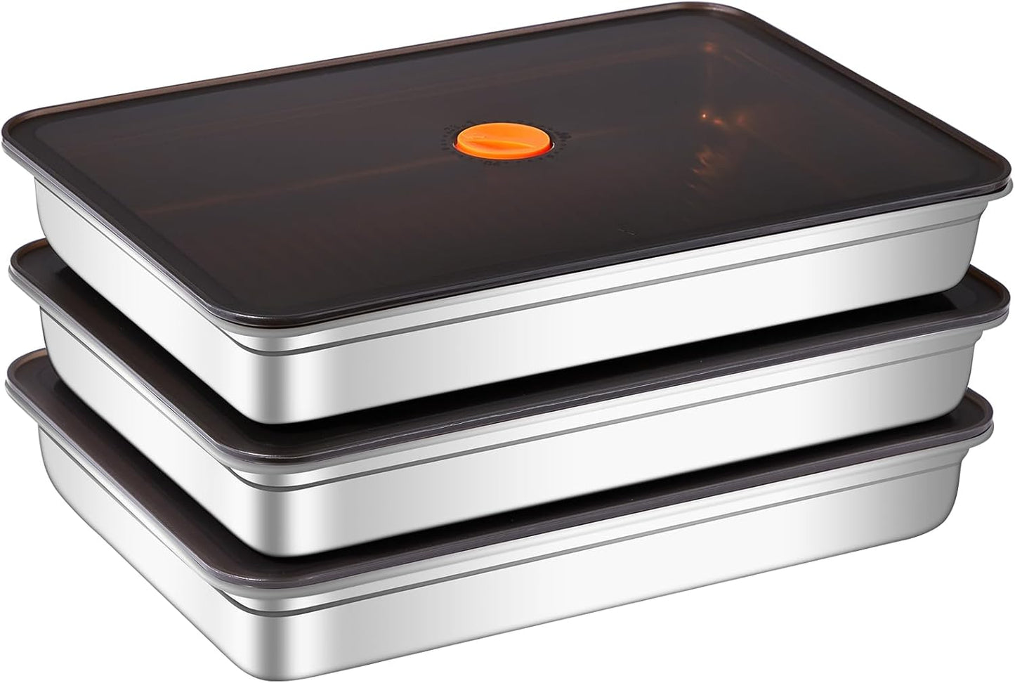 GIUOIDUO stainless steelFood Storage Containers setsstorage box with lidfreezer FrozenKitchen tray with lidOven plateSide dish plate Freezer & Dishwasher Safe