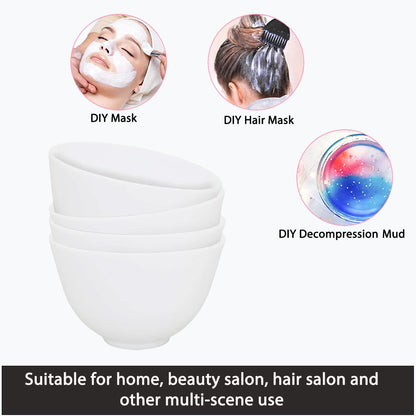 10 Piece Silicone Mixing Bowl Set, 3.93-Inch Microwaveable Silicone Bowls, Facial Bowls for Aestheticians, for Facial Masks, Mud Masks and Other Skin Care Products（White）