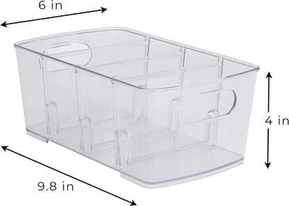 Smart Design 4-Section Clear Bin with Removable Dividers