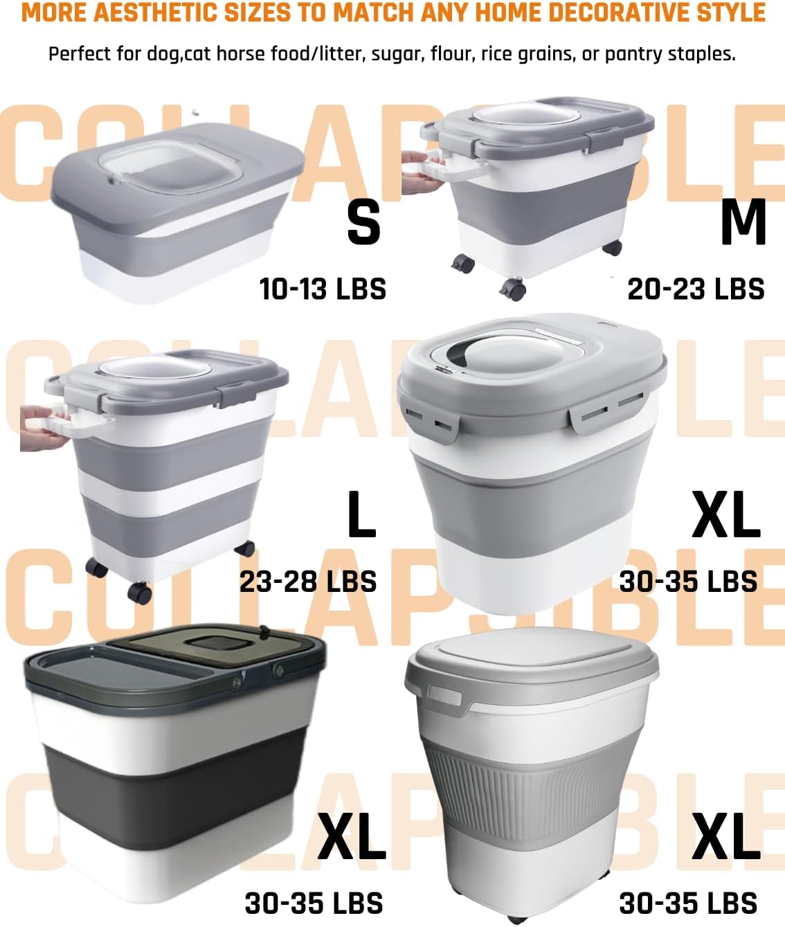 HOYTAMDAR 35lbs Dog Food Storage Container, Collapsible Dog Food Container, Wheels, Handle, Airtight Pet Food Storage Container, Scoop, 2L Small Dry Food Pail For Dog Cat Bird Food