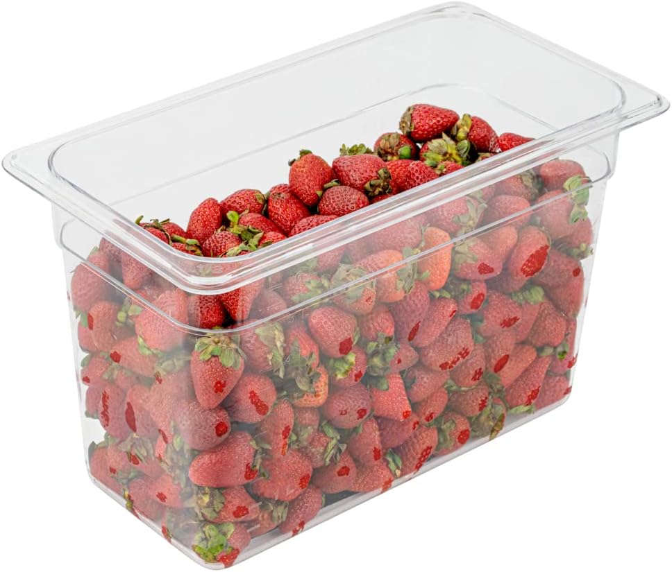 Restaurantware-2.5 Inch Deep Food Pans, 1 1/6 Size Commercial Food Storage Container - Freezable, Break-Resistant, Clear Plastic Cold Pans, Dishwashable, For Kitchens, Restaurants, Or Cafeterias