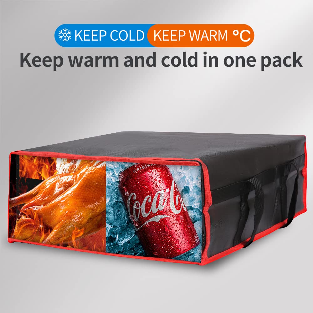 Bodaon Insulated Food Delivery Bag, XXXL Pizza Delivery Bags for Hot and Cold Food, Commercial, Large Capacity Reusable Warming Bag, Catering Cooler Bag for Rideshare, Warmers for Parties (Black, 1Pk)