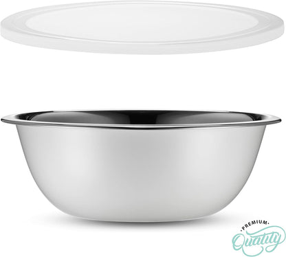 WHYSKO Stainless Steel Mixing Bowl Set, 10 Piece Stainless Steel Mixing Bowls with Lids Set for Food Prep Storage and Serving, Dishwasher Safe for Kitchen Baking Cooking, Silver