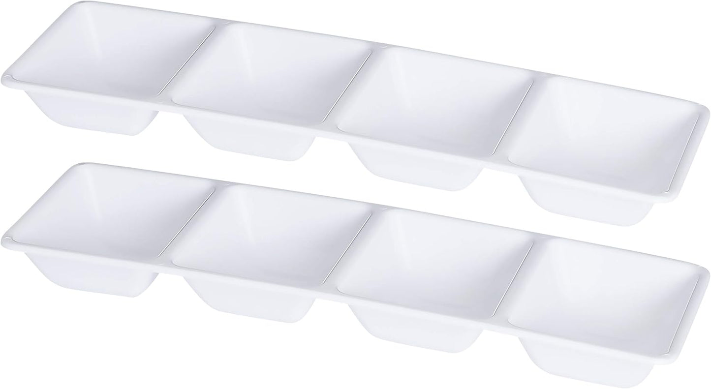 Plasticpro 4 Sectional Rectangle Plastic Serving Tray/Platter (2, Black)