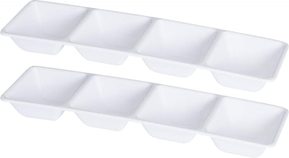 Plasticpro 4 Sectional Rectangle Plastic Serving Tray/Platter (2, Black)