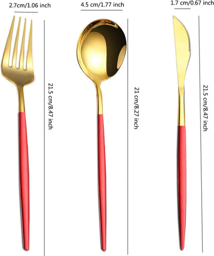 Portable Travel Utensils Set, 18/8 Stainless Steel 3 PCS Cutlery Set Including Knife Fork and Spoon, Reusable Travel Silverware Set with Case for Lunch Box Camping School Office
