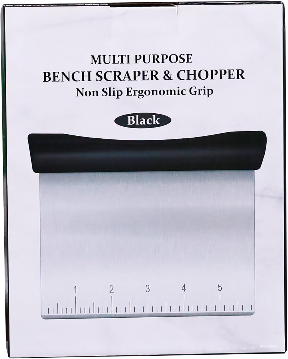 Rainspire Bench Scraper, Stainless Steel Dough Scraper, Pastry Scraper, Pizza and Dough Cutter Multi-Purpose Scraper/Chopper, Pizza Cutter Food Chopper Baking Supplies Kitchen Gadgets, Black