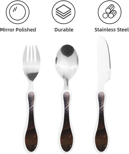 3-Piece Kids Silverware Set With Storage Case, Stainless Steel Reusable Children Safe Knife Spoon Fork Set Ballroom Dance Children Flatware Set For Kids Lunch Box
