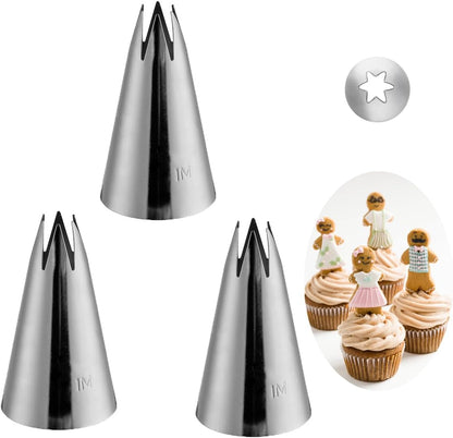 Piping Tip 1M 3 Pcs Set,1M Star Tip for Cake Decorating Essentials
