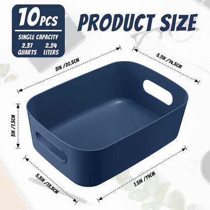 Zopeal Plastic Storage Bins 10 Pcs White Pantry Organizer Bins Small Baskets Storage Containers for Home Kitchen (10 x 7 x 6 Inch)