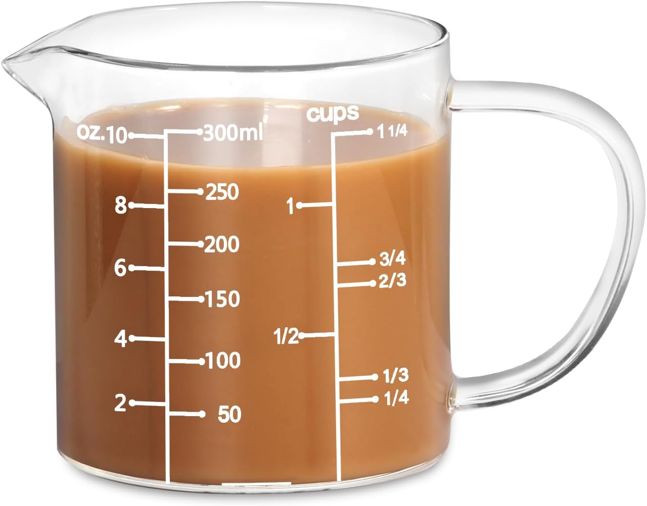 77L 3 Pack Glass Measuring Cup Set (1 1/4, 2 & 4 Cup) [Insulated handle, V-Shaped Spout], High Borosilicate Liquid Glass Measure Cup for Kitchen, Easy To Read, Dishwasher, Freezer, and Microwave Safe