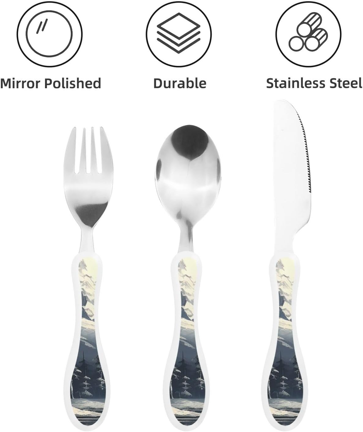 3-Piece Kids Silverware Set With Storage Case, Stainless Steel Reusable Children Safe Knife Spoon Fork Set Blue Active Girl Running Sunset Children Flatware Set For Kids Lunch Box - Colors C