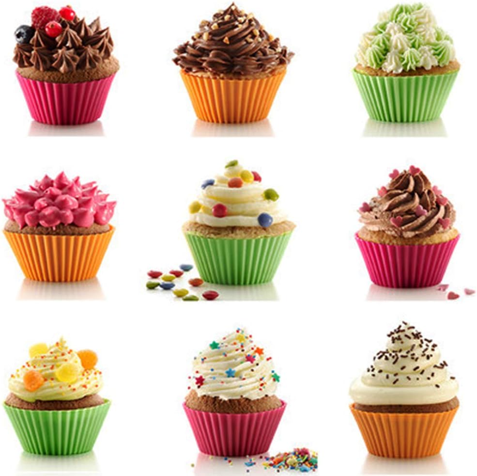 Webake Jumbo Silicone Muffin Cups, 3.5 Inch Jumbo Silicone Baking Cups Reusable Cupcake Liners Nonstick Large Cake Cups Set Stand Alone Cupcake Holder, 12 Pack Auto Cup Holder Liner