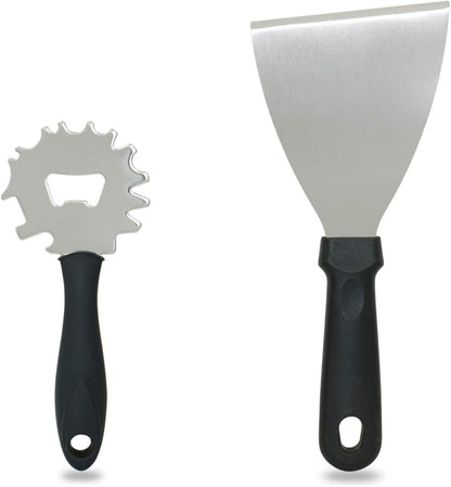Grill & Griddle Scraper,2pcs Sturdy BBQ Grate Cleaning Tool,Stainless Steel Grill Brush Non-bristles Slant Edge Grill Scraper-Includes Bottle Opener,Perfect Barbecue Grill Accessories