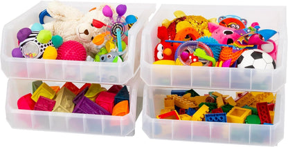 ReadySpace Medium Plastic Storage Bins, Stackable Organizer Containers for Closet Pantry Shelf Garage and Office Organization, Clear, 8 Pack