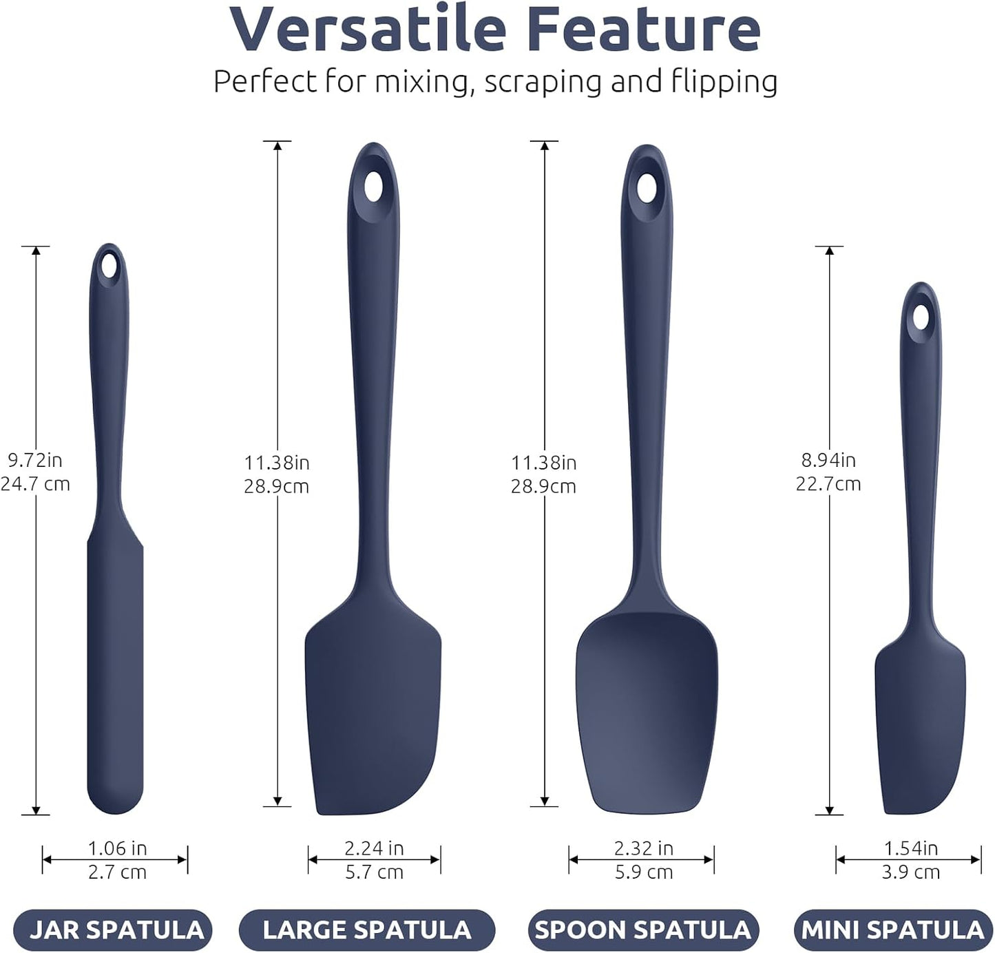 U-Taste Silicone Spatula Set with 600 Degrees Fahrenheit Heat Resistant (Black)