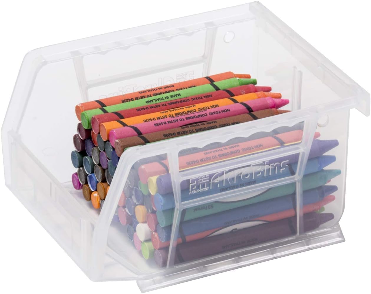 Akro-Mils 30210 AkroBins Plastic Storage Bins, Space-Saving Stackable Bins for Garage, Pantry, Craft Organization, 5" x 4" x 3", Black, 24-Pack