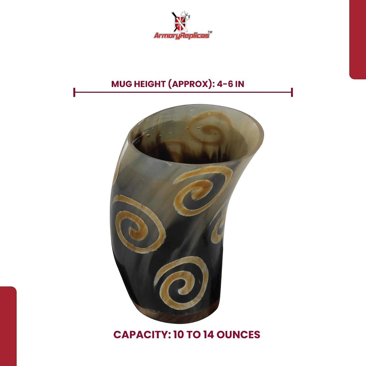Armory Replicas™ 3-Piece Buffalo Drinking Horn Set – Handmade Natural Horn Cups with Earth Design, Viking Style Mead Ale Wine Cups for Feasts, Parties & Collectors
