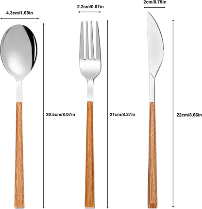 Portable Travel Utensils Set, 18/8 Stainless Steel 3 PCS Cutlery Set Including Knife Fork and Spoon, Reusable Travel Silverware Set with Case for Lunch Box Camping School Office