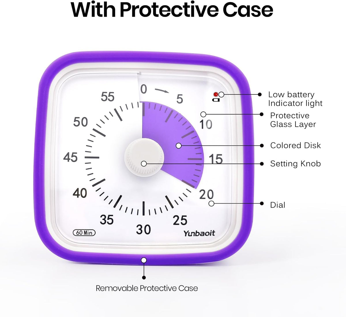 Yunbaoit Rainbow Visual Timer for Kids, 60-min Countdown Timer, Blue