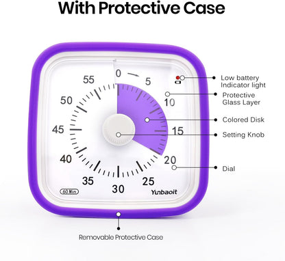 Yunbaoit Rainbow Visual Timer for Kids, 60-min Countdown Timer, Blue