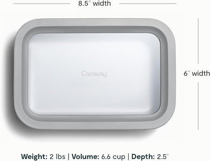 Caraway Glass Food Storage - 4.4 Cup Glass Container - Ceramic Coated - Easy to Store, Non Toxic, Non Stick Lunch Box Container with Lids - Dishwasher, Oven, & Microwave Safe - Mist