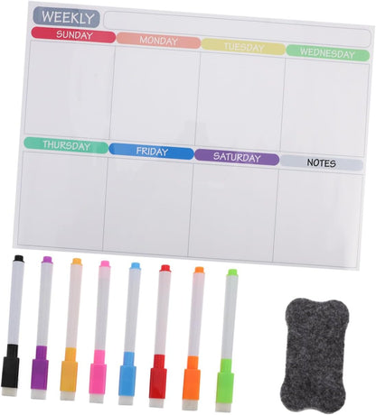 Holibanna 1set Magnetic Fridge Note Board Dry Erase Weekly Meal Planner Schedule Sticker for Organization Reusable Stain for Healthy Meal Tracking and Grocery Lists