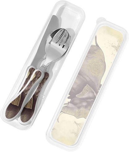 3-Piece Kids Silverware Set With Storage Case, Stainless Steel Reusable Children Safe Knife Spoon Fork Set Cartoon Cute Penguin Children Flatware Set For Kids Lunch Box