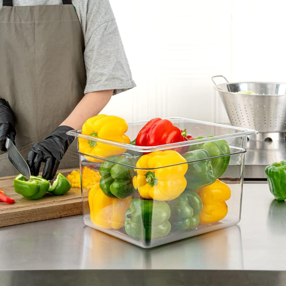 Restaurantware-2.5 Inch Deep Food Pans, 1 1/6 Size Commercial Food Storage Container - Freezable, Break-Resistant, Clear Plastic Cold Pans, Dishwashable, For Kitchens, Restaurants, Or Cafeterias