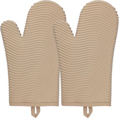 Yutat Silicone Oven Mitts - Oven Mitts and Pot Holders Sets Made of Non-Slip & BPA-Free Silicone, High Heat Resistant 500 Degrees, Perfect for Kitchen Cooking Baking BBQ, Peak Green
