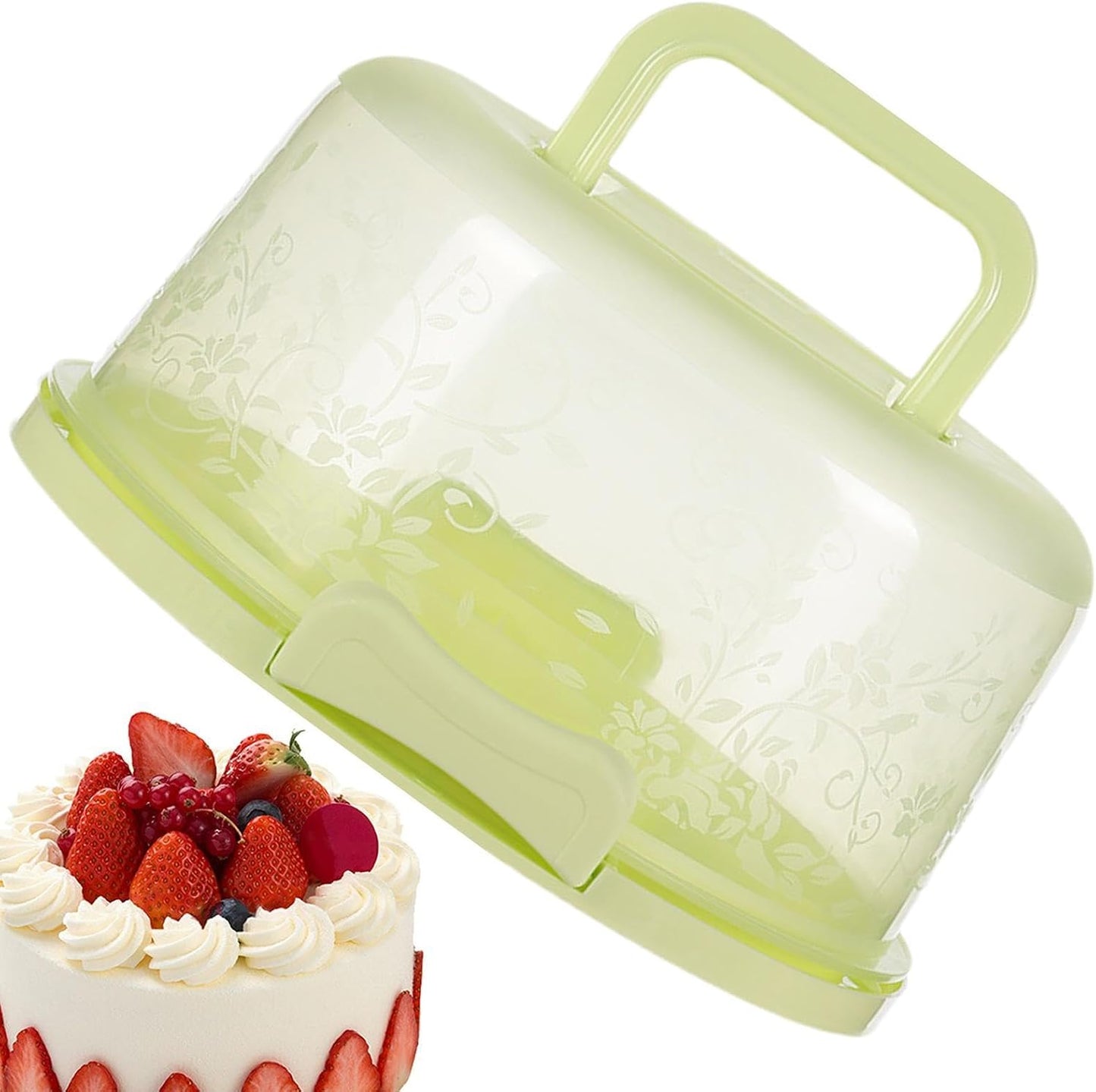 Cake Container, Round Cake Containers for 10 Inch Cakes, Portable Cakes Carrier with Lid and Handle, Dustproof Cupcake Holder, for Transport Pies Nuts Fruit Pie Muffin Pizza Desserts