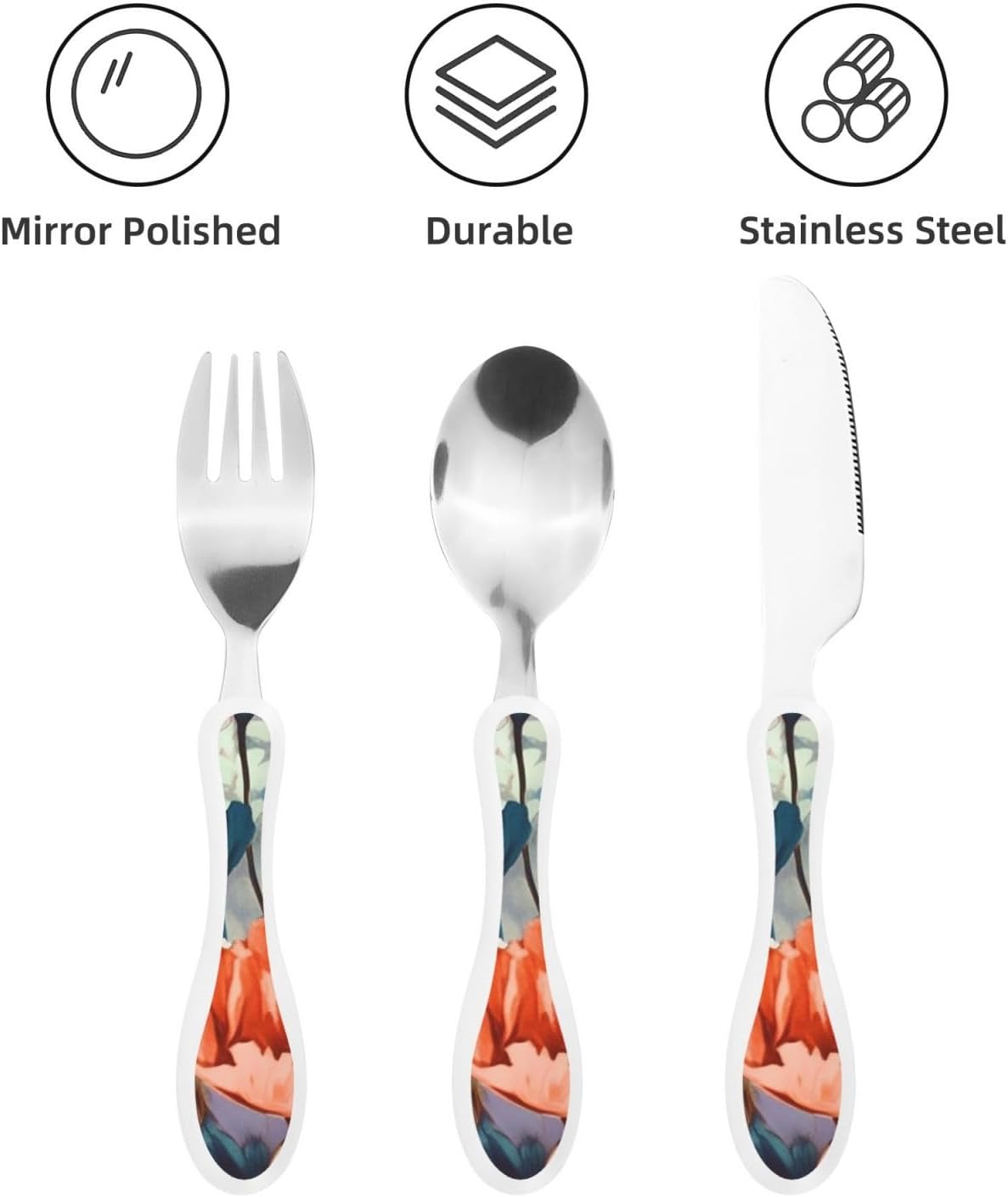 3-Piece Kids Silverware Set With Storage Case, Stainless Steel Reusable Children Safe Knife Spoon Fork Set Blue Eyed Dog Children Flatware Set For Kids Lunch Box