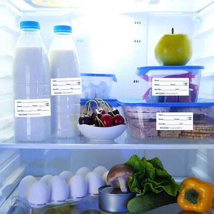 2 Rolls 1000Pcs Food Storage Sticker Removable Freezer Label Food Labels Food Date Stickers Refrigerator Food Storage Labels Refrigerator Freezer Paper Label, Blue