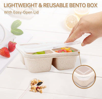 4 pack Bento Lunch Box, Snack Containers，Meal Prep Containers Kids/Toddle/Adults,Food Storage Containers for School, Work and Travel (4 and 3 Compartment Multicolor)