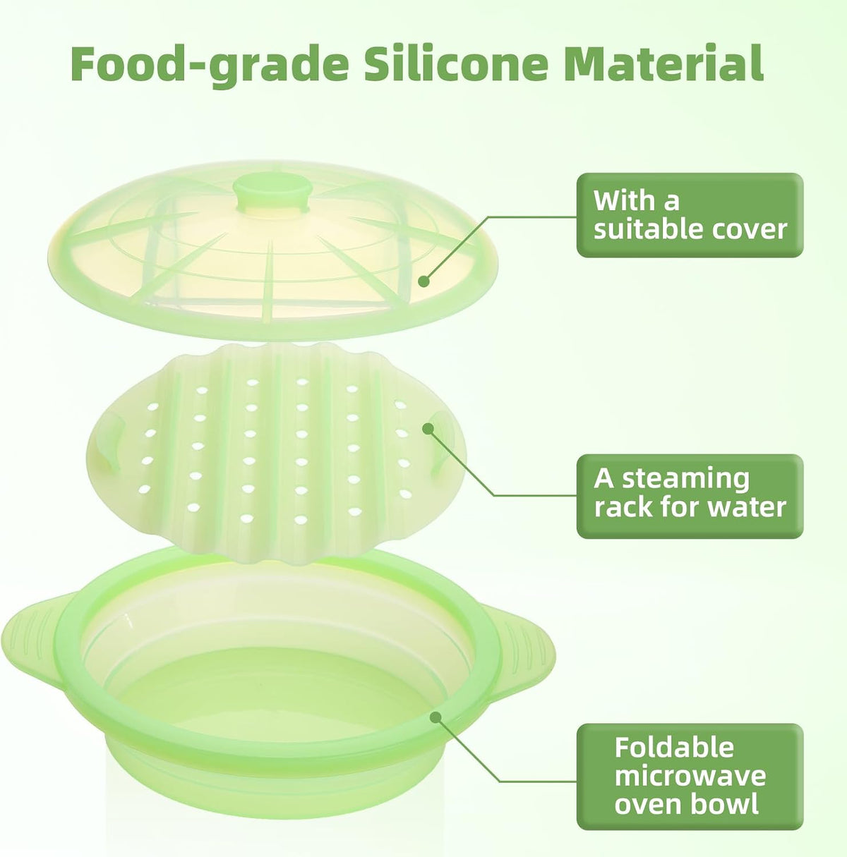 Silicone Microwave Steamer Collapsible Cooker for Vegetables Fish Prep Meal