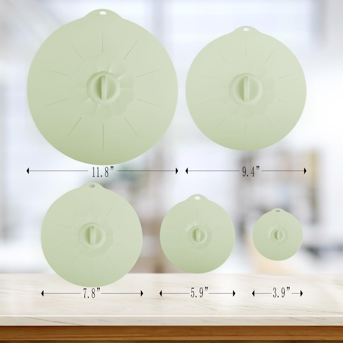 4 Pack 9.4" Silicone Lids for Cups Bowls Plates Pans, Microwave Splatter Cover, Kitchen Containers Lids Cover for Food Storage,Light Green Large