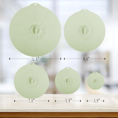 4 Pack 9.4" Silicone Lids for Cups Bowls Plates Pans, Microwave Splatter Cover, Kitchen Containers Lids Cover for Food Storage,Light Green Large