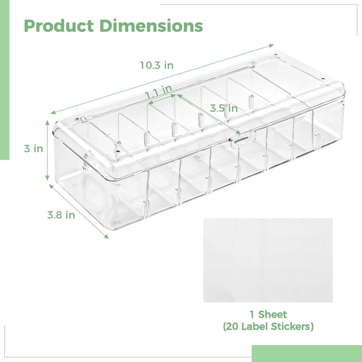 Generic Clear Tea Bag Holder with Lid, 8-Slot Tea Bag Organizer, Drink Packet Holder, Pantry Storage Divider Container with Label Stickers Zip Ties, Clear Beverage Bag Storage Bin for Kitchens Office