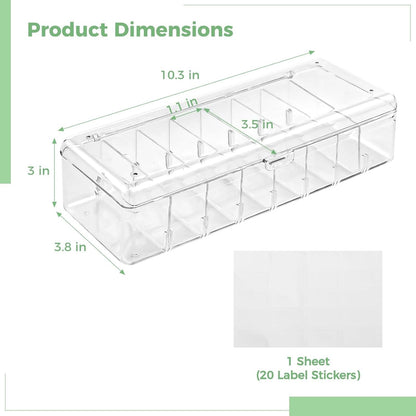 Generic Clear Tea Bag Holder with Lid, 8-Slot Tea Bag Organizer, Drink Packet Holder, Pantry Storage Divider Container with Label Stickers Zip Ties, Clear Beverage Bag Storage Bin for Kitchens Office