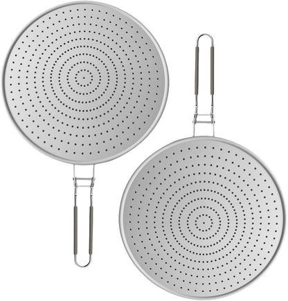 Silicone Splatter Screen for Frying Pan 13 Inch - Grease Splatter Guard with Foldable Handle, Dishwasher Safe & Never Rusts, Fits Most Pans for Stove Top & Bacon Cooking