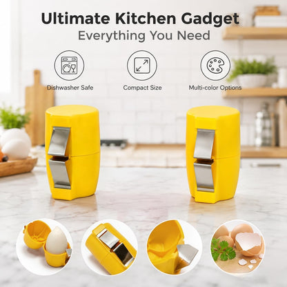 Handheld Egg Shell Opener, Eggshell Separator and Cutter, Food Grade PP Stainless Steel Egg Topper Cutter for Chicken Duck Eggs, Portable Lightweight Kitchen Gadget for Home Cooking Baking (orange)